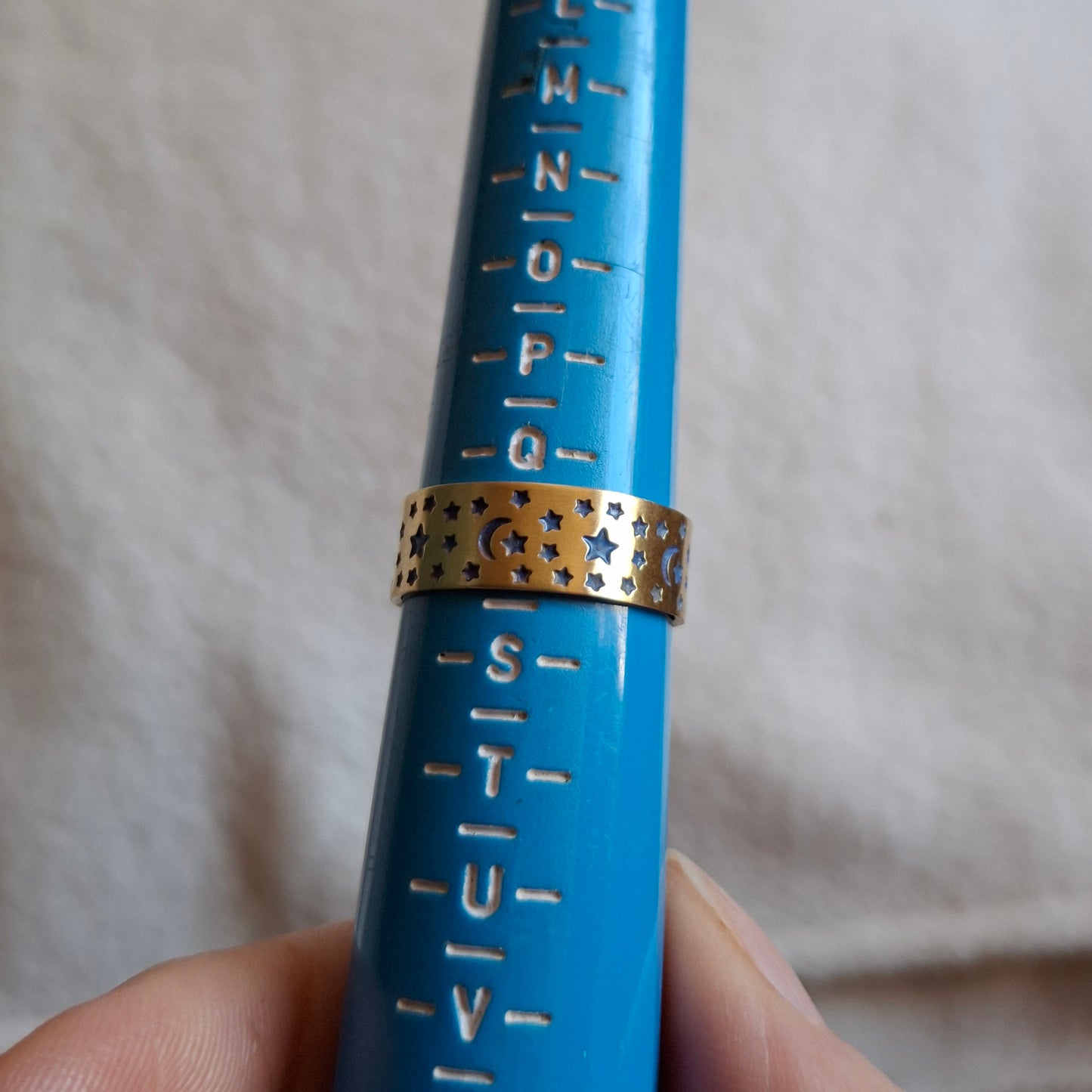 Celestial Night Sky Ring, Gold and Blue, choose your size