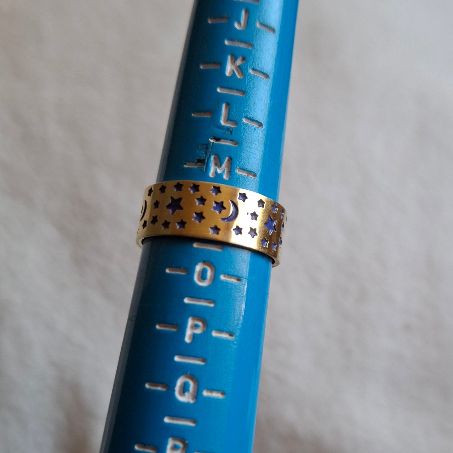 Celestial Night Sky Ring, Gold and Blue, choose your size