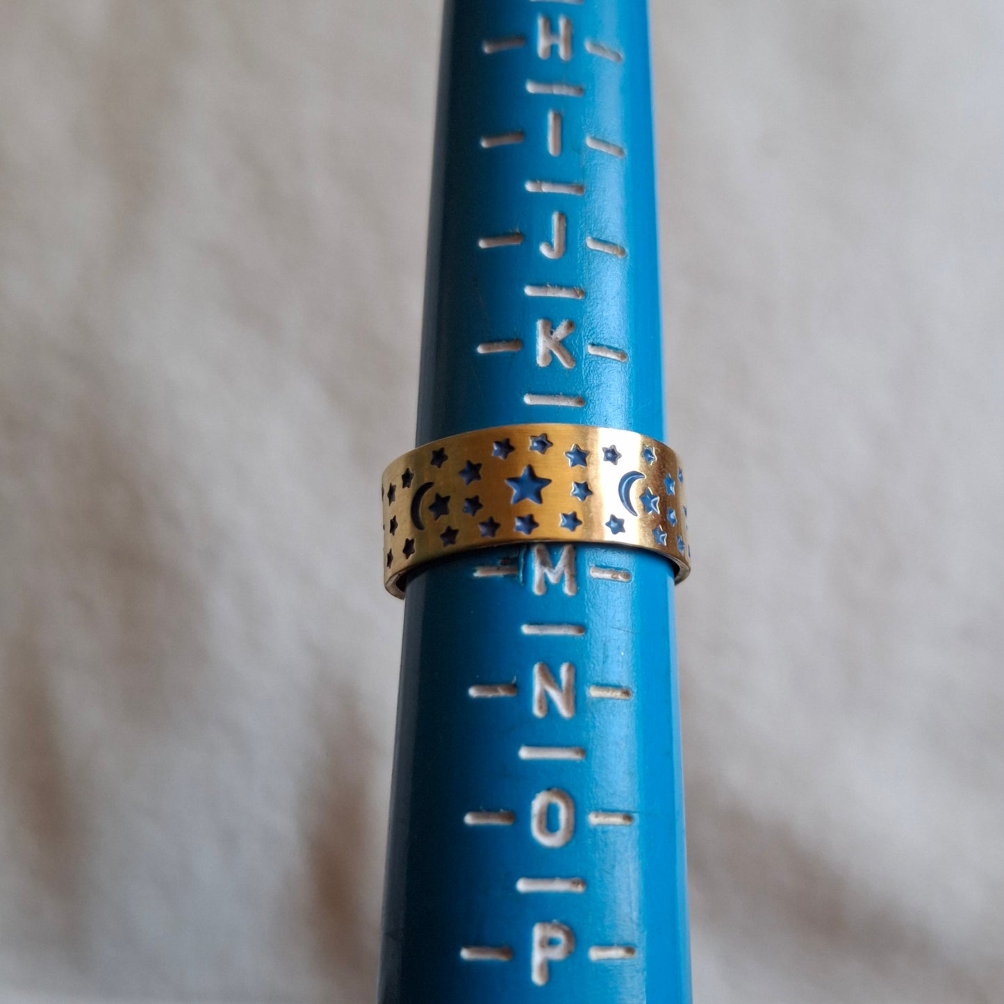 Celestial Night Sky Ring, Gold and Blue, choose your size