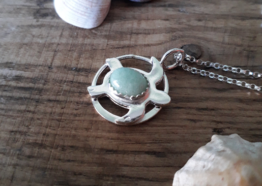 Turtle Charm Necklace with Aventurine