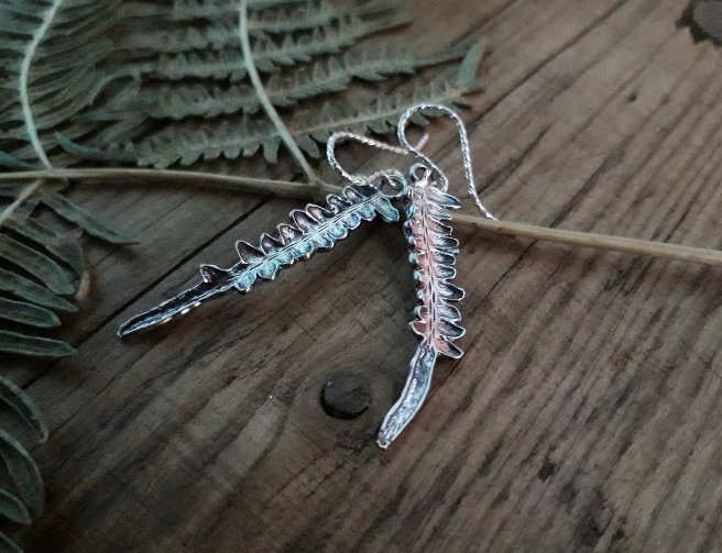 Real Fern Leaf - Silver Earrings