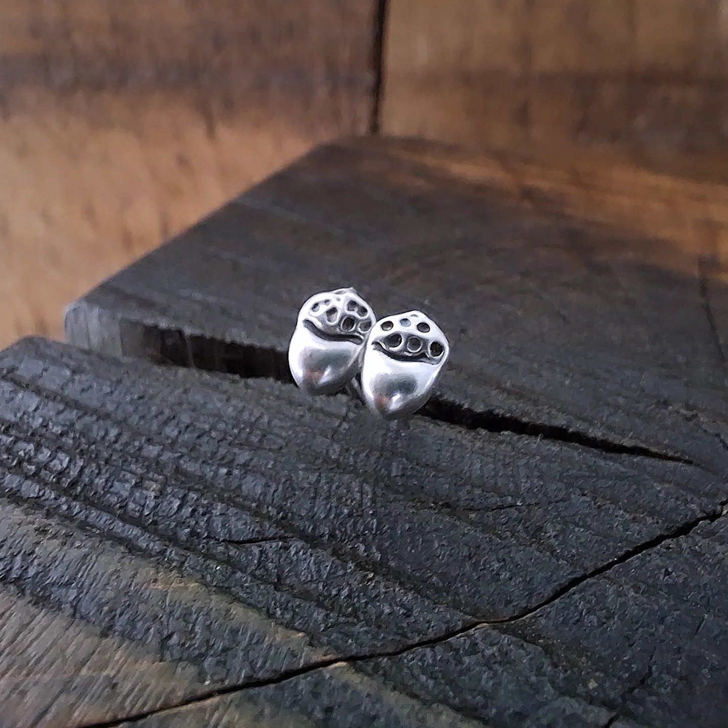 Tiny Handmade Silver Acorn Studs