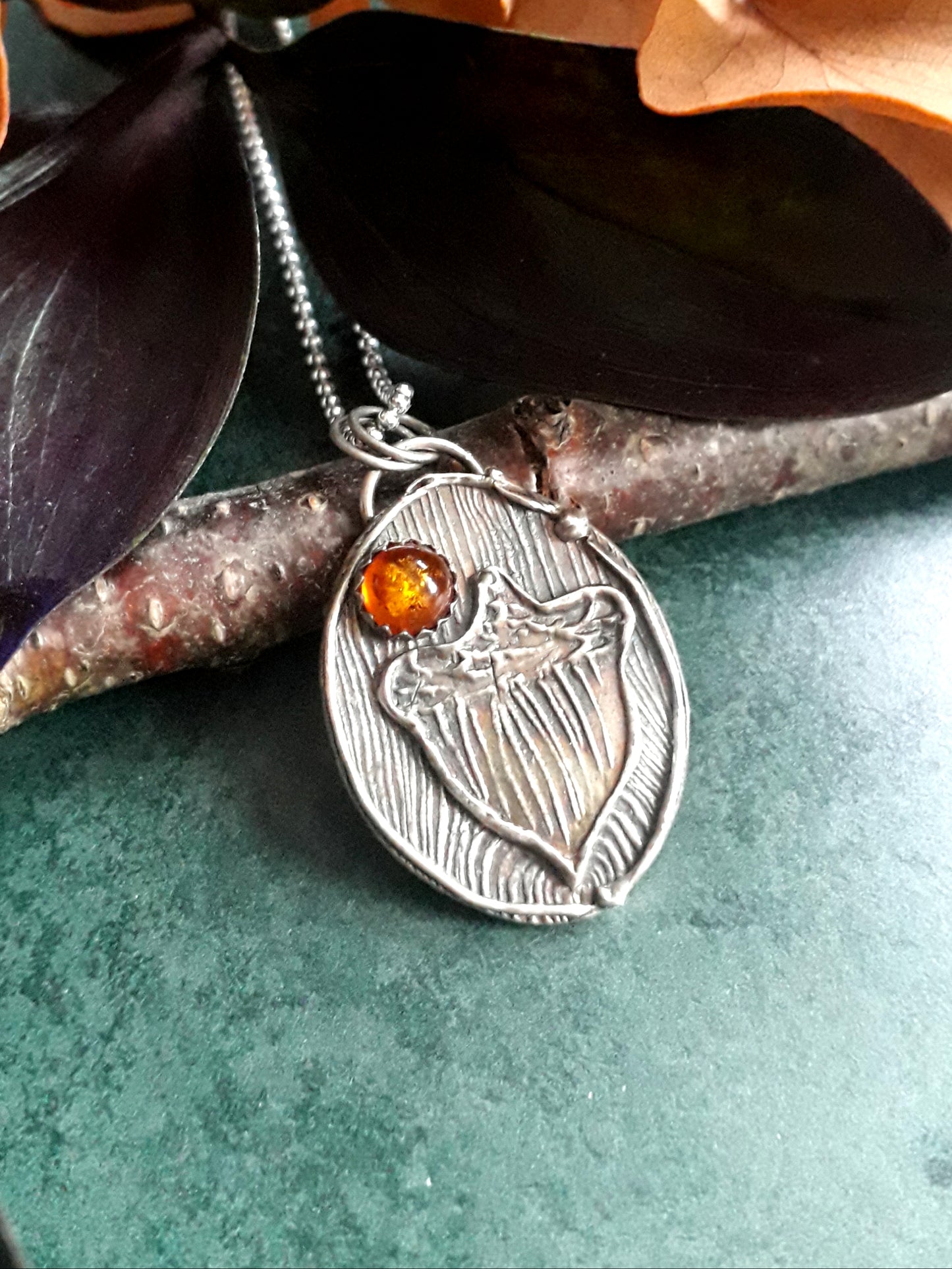 Big Acorn Pendant with Amber, Forest Fairy, Woodland, Autumn - Irmy Creations