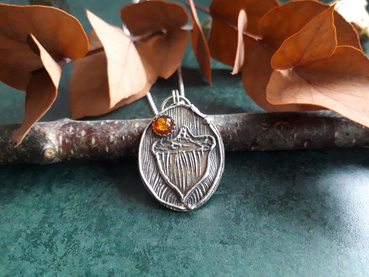 Big Acorn Pendant with Amber, Forest Fairy, Woodland, Autumn - Irmy Creations