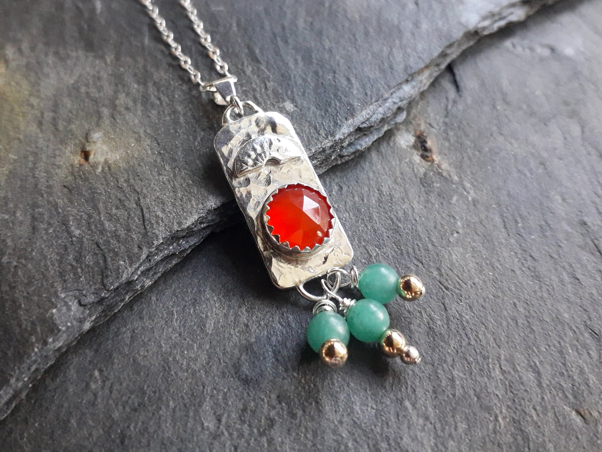 A Kiss of Vintage - Boho Gemstone Silver Pendant - Irmy Creations