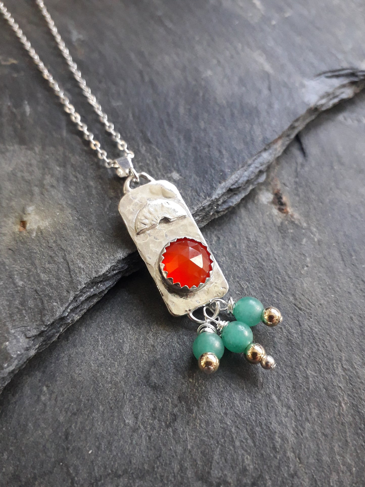 A Kiss of Vintage - Boho Gemstone Silver Pendant - Irmy Creations