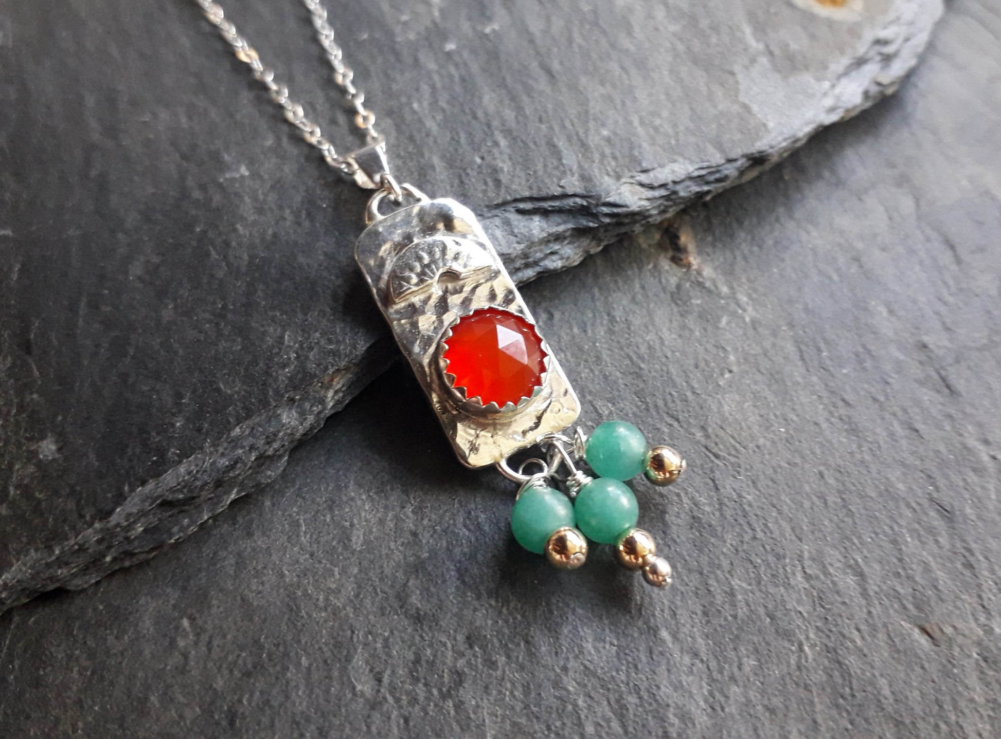 A Kiss of Vintage - Boho Gemstone Silver Pendant - Irmy Creations