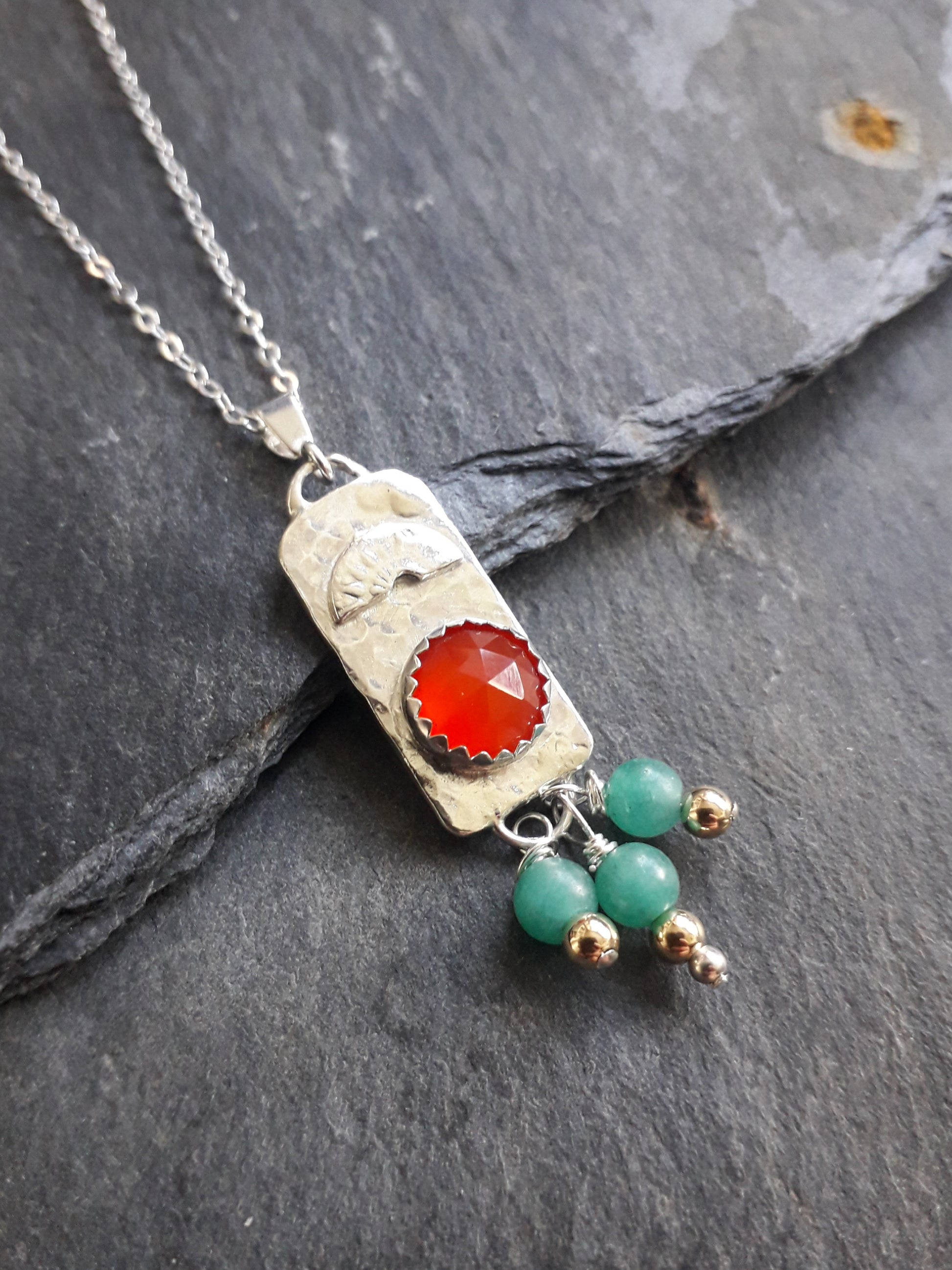 A Kiss of Vintage - Boho Gemstone Silver Pendant - Irmy Creations