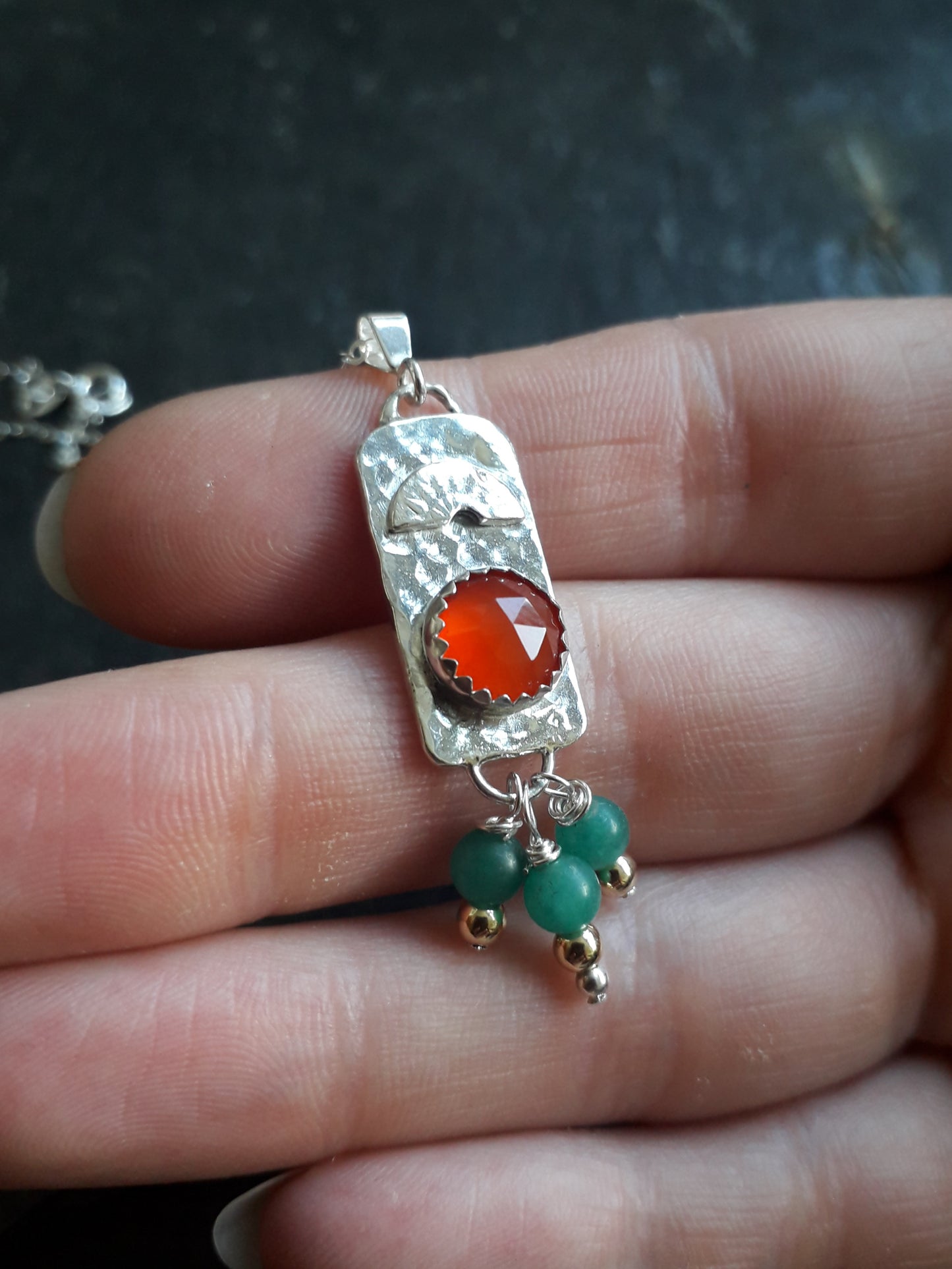 A Kiss of Vintage - Boho Gemstone Silver Pendant - Irmy Creations