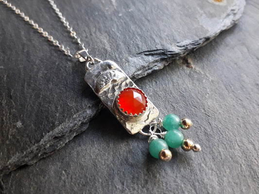 A Kiss of Vintage - Boho Gemstone Silver Pendant - Irmy Creations