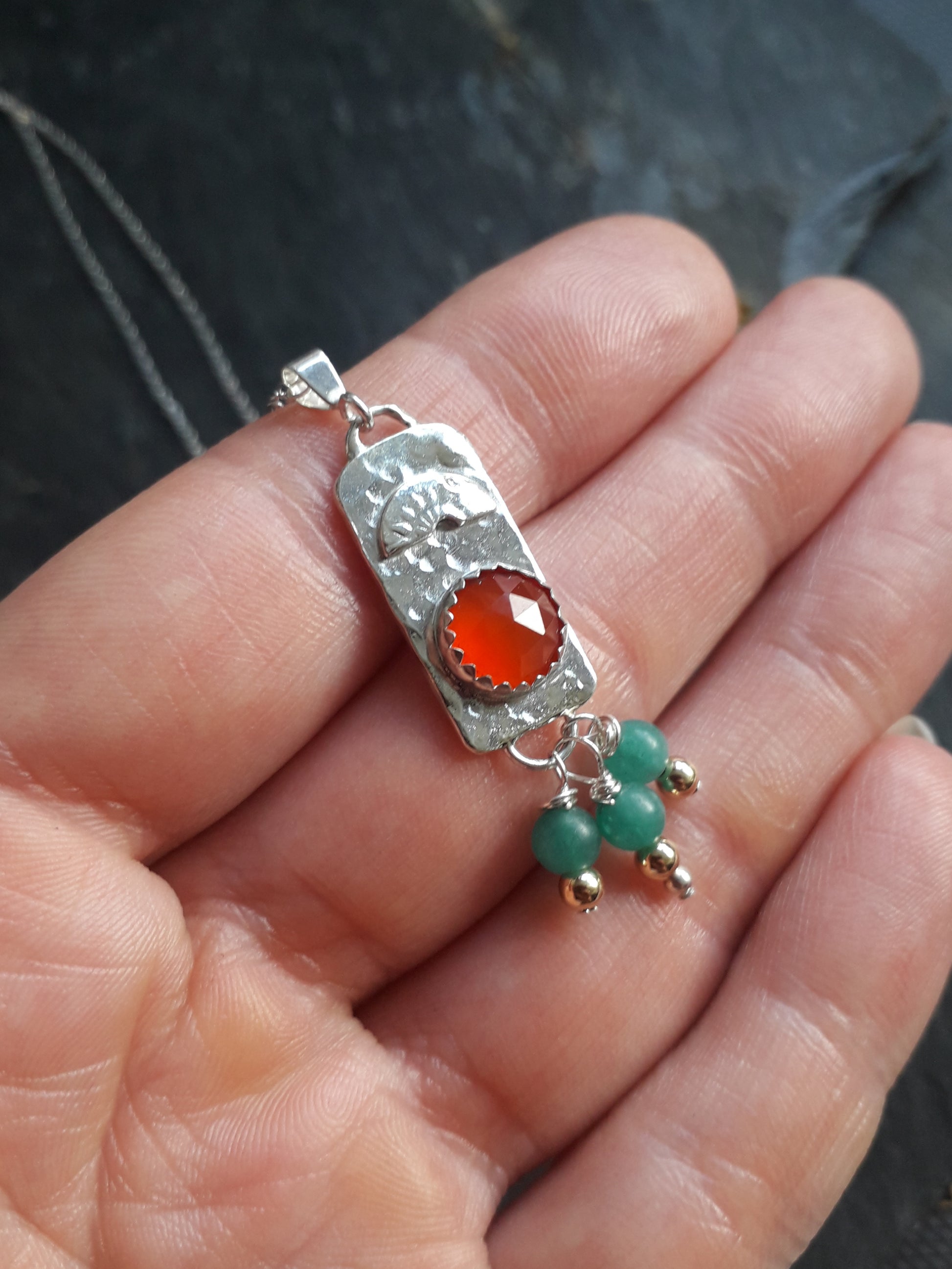 A Kiss of Vintage - Boho Gemstone Silver Pendant - Irmy Creations