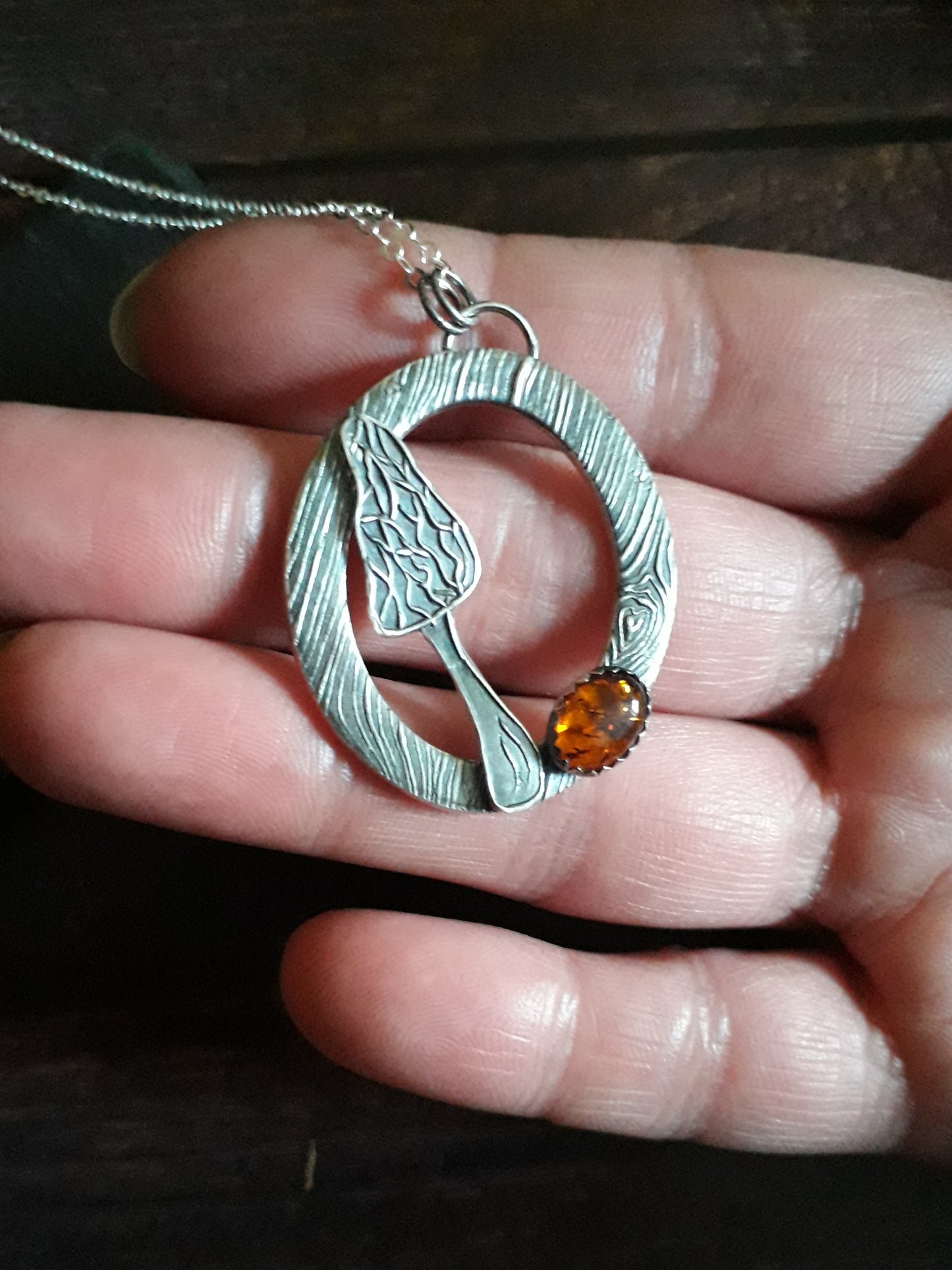 Amber Morel Mushroom Pendant, Forest Fairy, Woodland - Irmy Creations