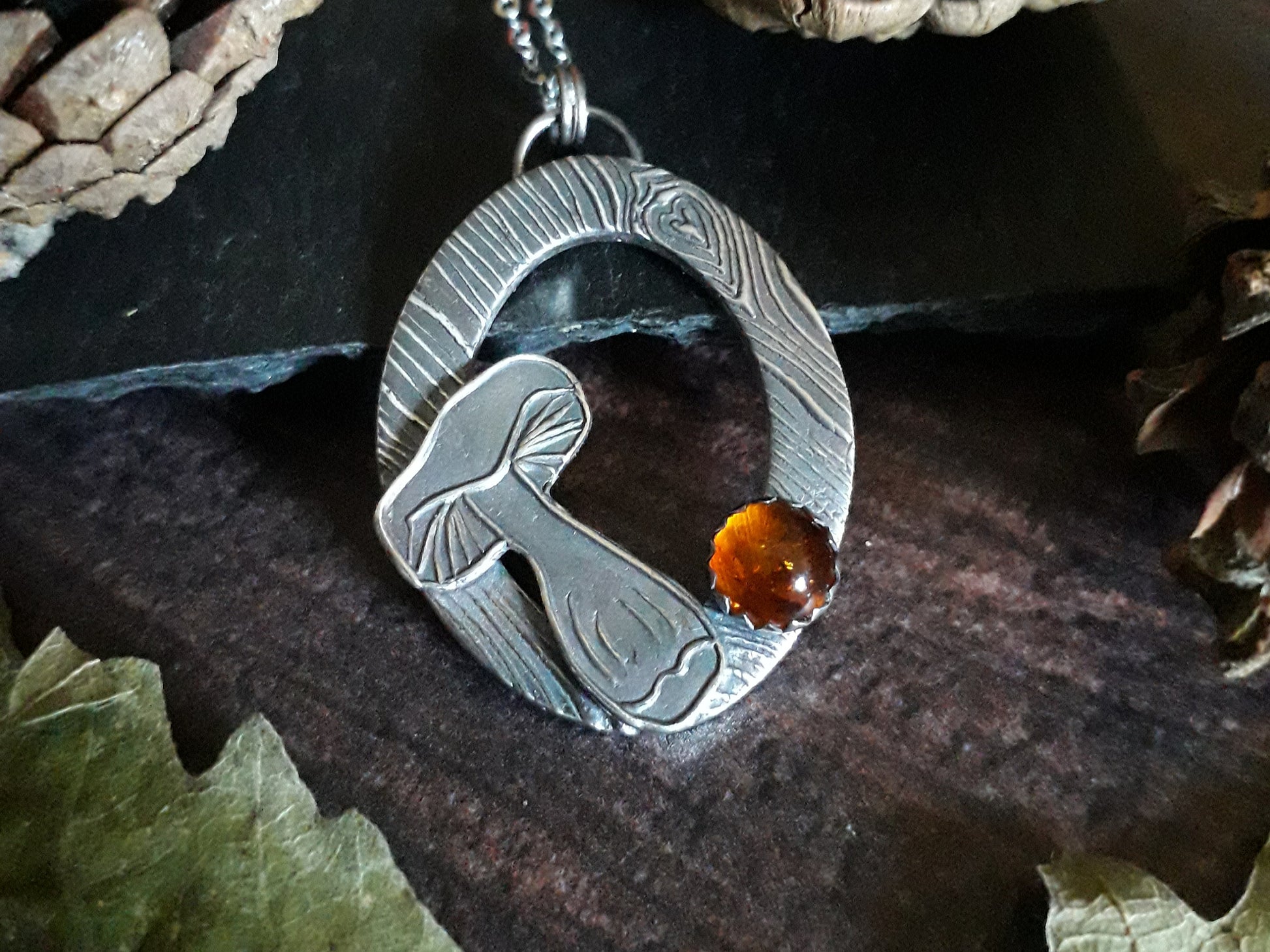 Amber Mushroom Pendant, Forest Fairy, Woodland - Irmy Creations