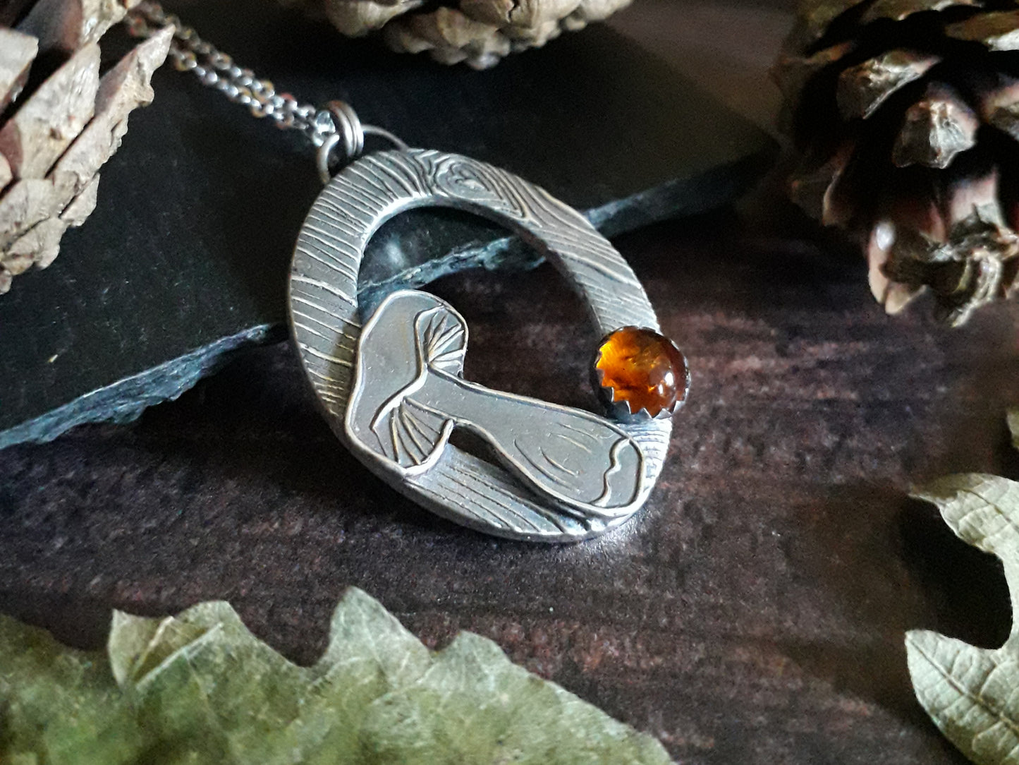 Amber Mushroom Pendant, Forest Fairy, Woodland - Irmy Creations