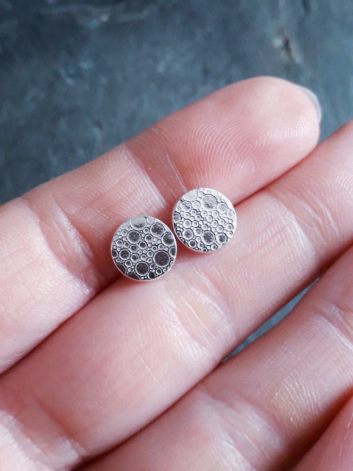 Bubble Textured Silver Studs - Irmy Creations